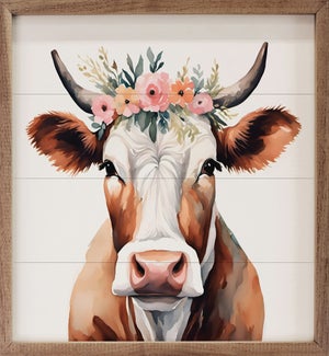 Brown Cow With Flower Crown White